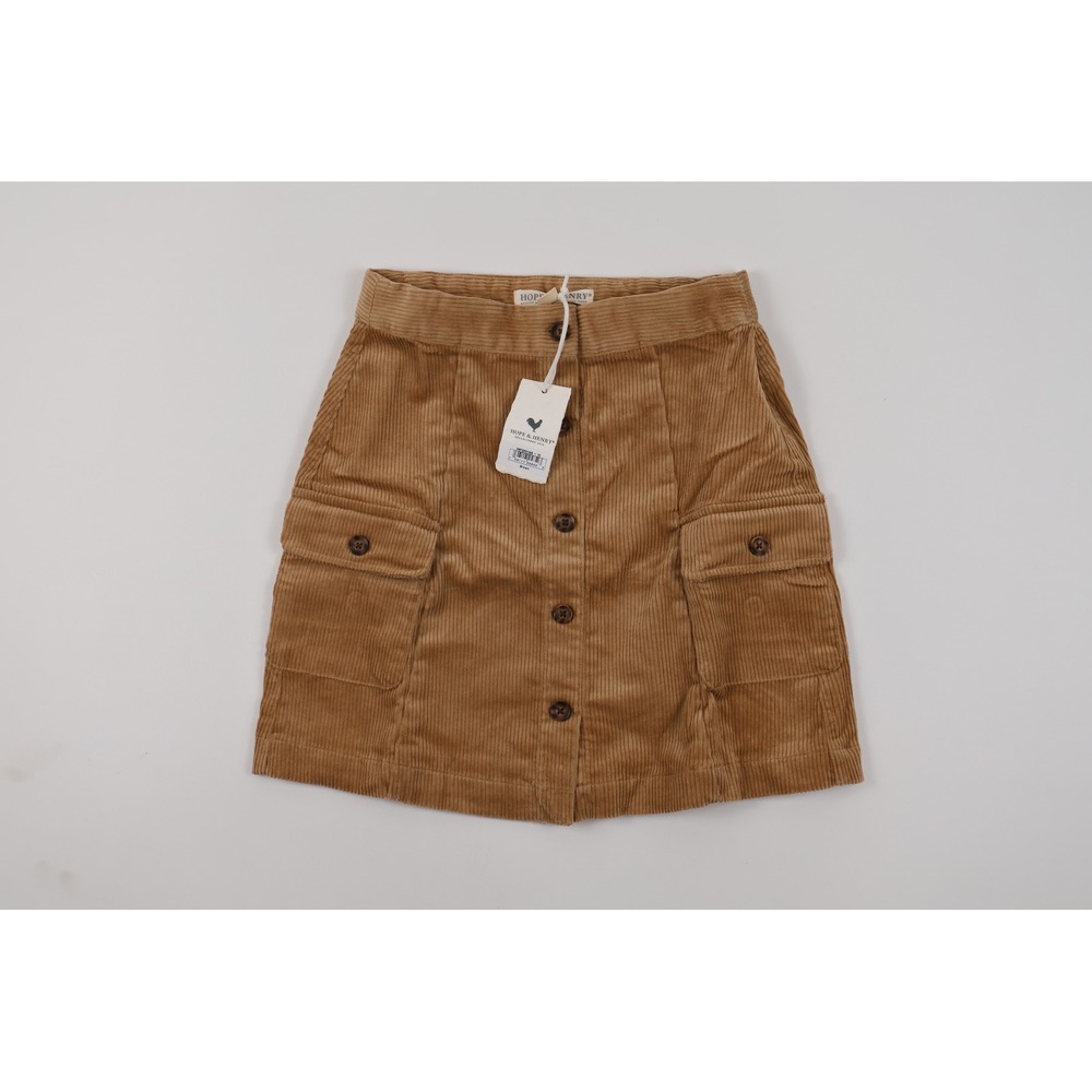 Hope & Henry Corduroy Cargo Skirt Brown Solid Size 10 Organic Cotton NWT $37
